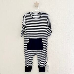 Moon + Beck Unisex Toddler 4T Black White Striped Long Sleeve Bodysuit NWT